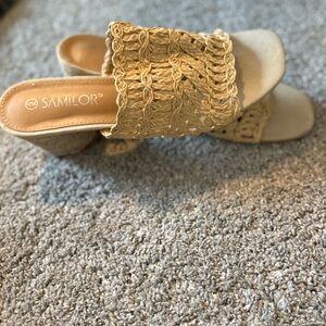 Sam Edelman Beige Woven Mules
